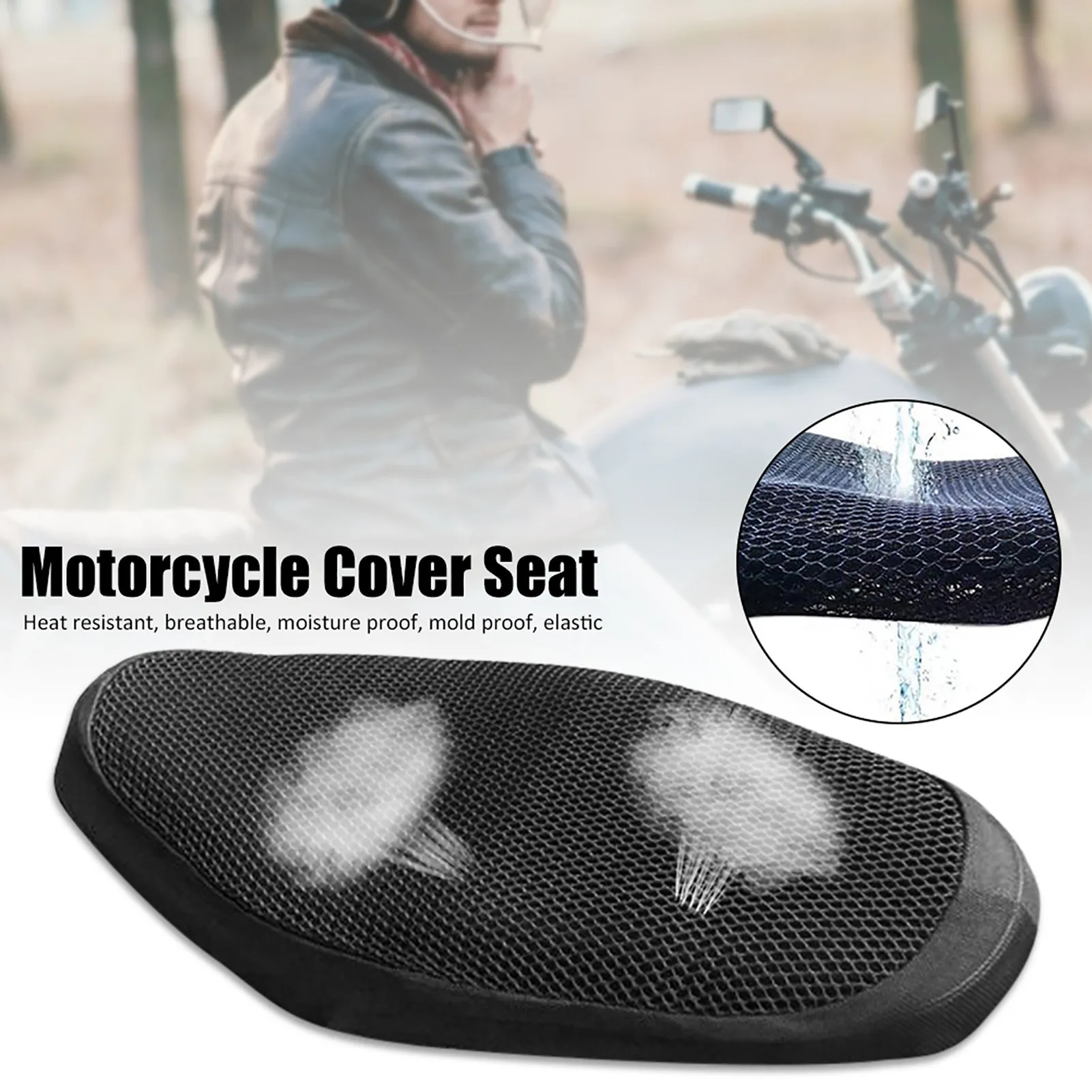 

Scooter Seat Cover Black Motorcycle Seat Covers Waterproof Universal Motor Scooter Moped Seat Cover Breathable Net Cushion 3D