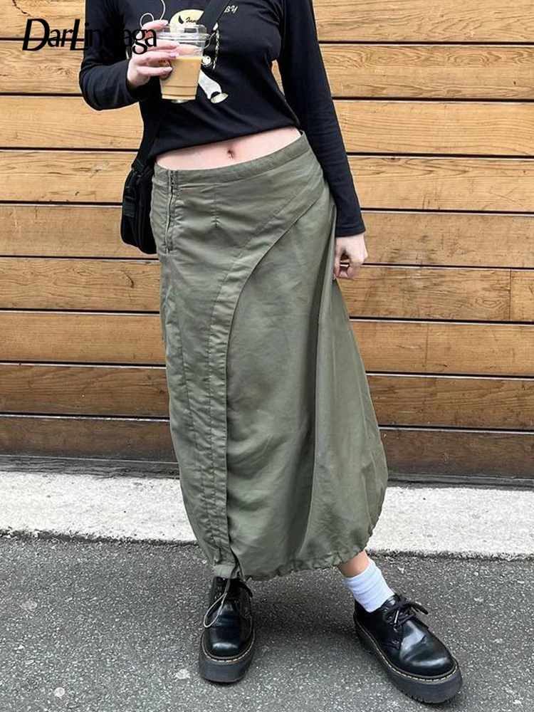 

Асимметричная модная длинная юбка-карго Darlingaga Y2K в стиле ретро, уличная одежда, Женская юбка с вышивкой