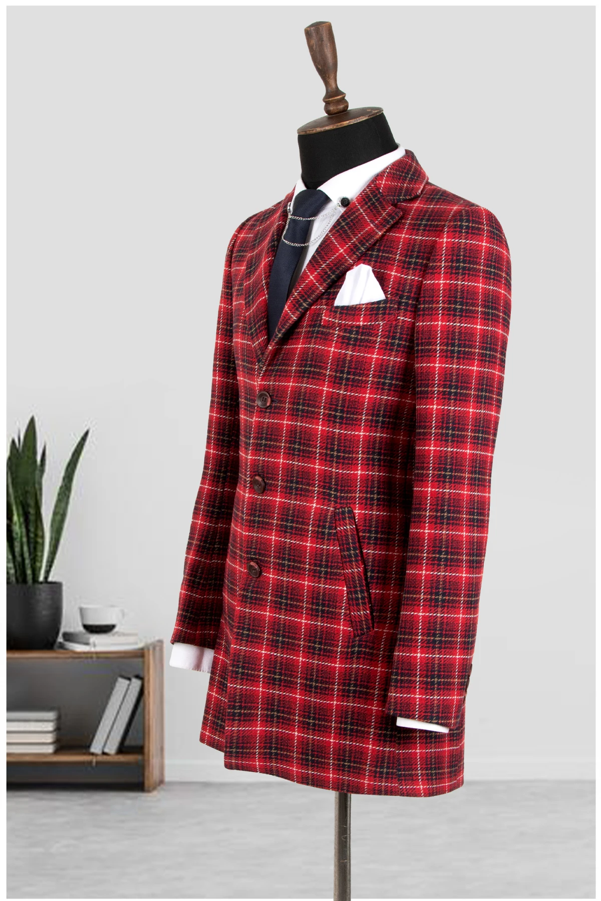 DeepSEA plaid patterned men's stamp coat 2201029