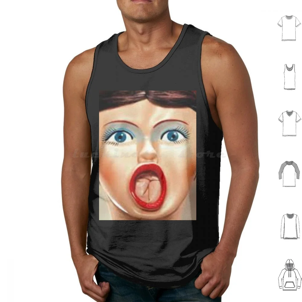 Blow Up Doll Face Adult Blowup Tank Tops Vest Sleeveless Blow Up Doll Face Brown Hair Lips Mouth Doll Air Balloon Blow Up
