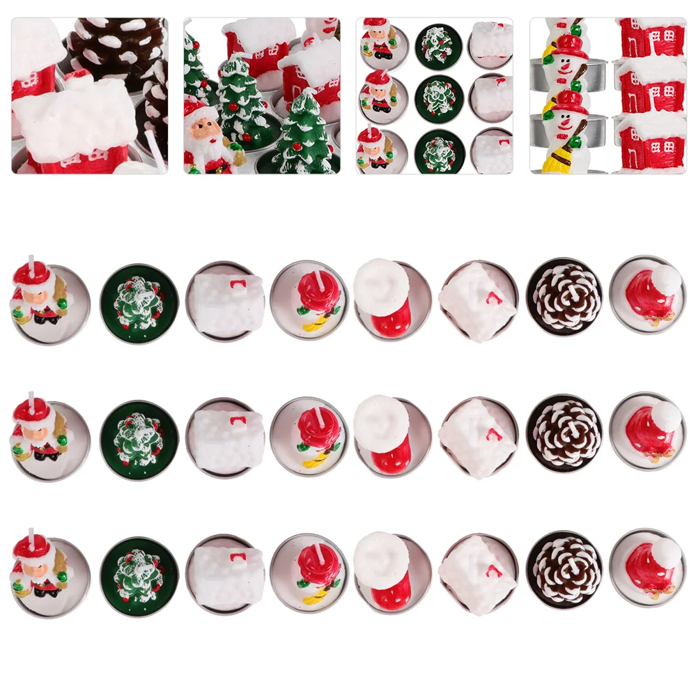 

Christmas Tea Tealight Lights Snowmansantagift Tree Unscented Wax Scented Holiday Light Scents Window Table Candlesticks