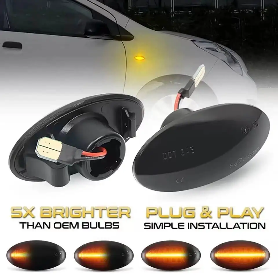 Фото 2 шт. для Suzuki Swift, Jimny, Vitara, SX4, Alto: светодиодные динамические боковые указатели поворота, последовательные мигающие огни, янтарные индикаторы №1