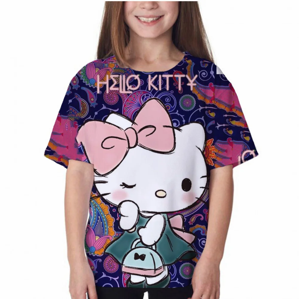 

Детская футболка с коротким рукавом и принтом «Hello футболка Китти»