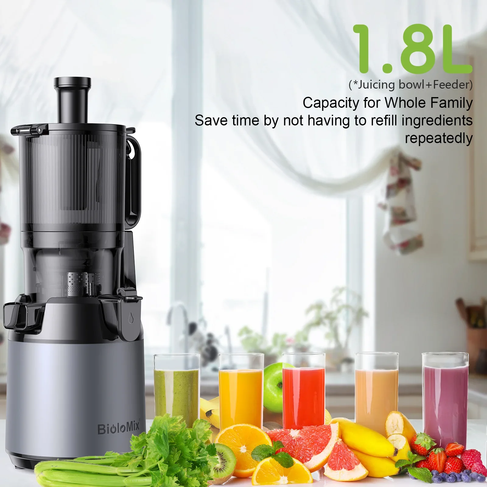 Фото Соковыжималка Slow Juicer FirmHome Store с ультрашироким горлышком 130 мм и большой емкостью для свежих соков №4