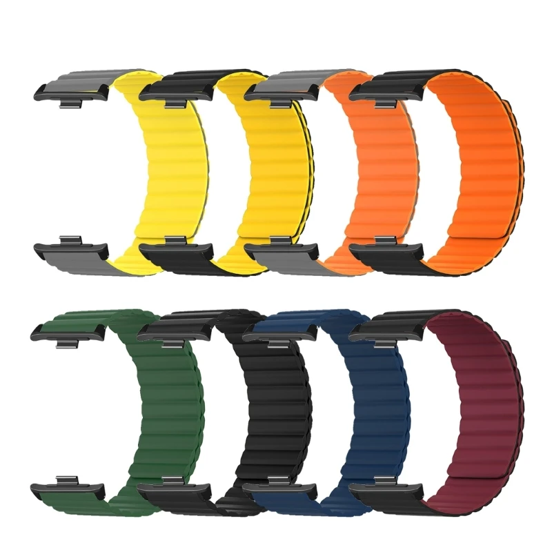 

TA5C Suitable for MiBand 8 Smartwatch Adjustable Fashion Silicone Belt Wristband Magnetic Bracelet Waterproof Soft Strap