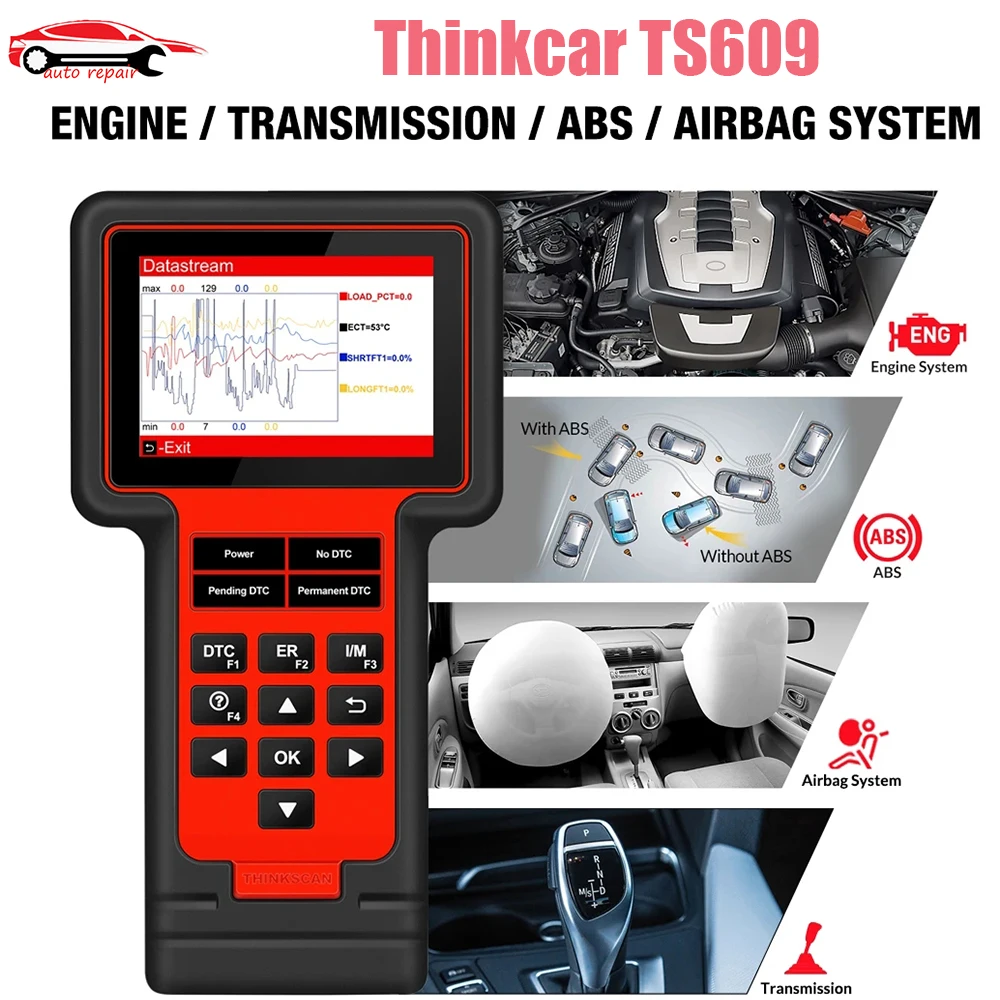 Thinkcar TS609 OBD2 сканер двигателя ABS SRS система передачи с 8 функциями сброса ThinkScan 609 считыватель кодов диагностический инструмент
