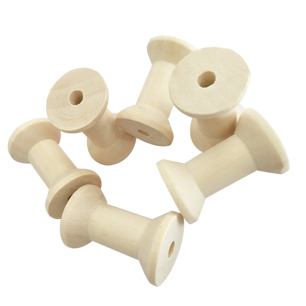 

20 Pcs Wooden Empty Spool Rolling Wire Bobbin Wooden Empty Spool Ribbon Spools Floss Thread String Spools