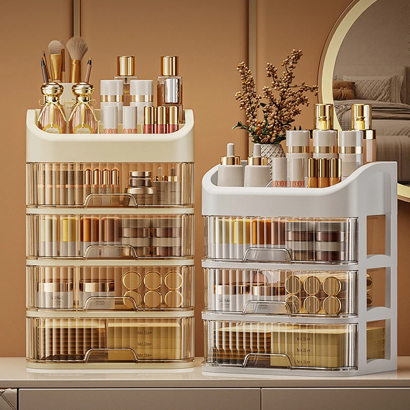 Прозрачный ящик для хранения косметики большой емкости многофункциональный