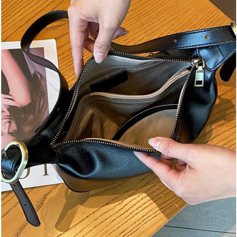 Сумка кросс-боди Женская винтажная саквояж на плечо из воловьей кожи