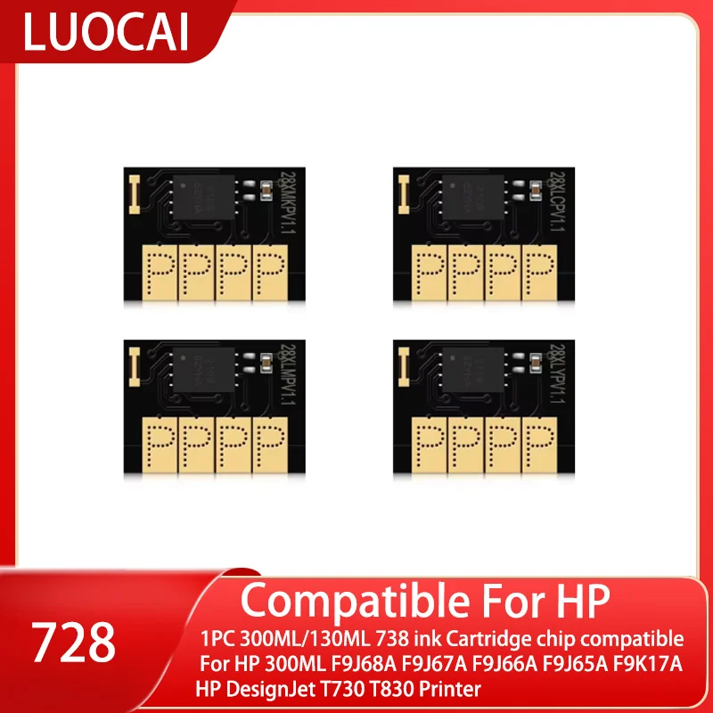 1PC 300ML/130ML 738 ink Cartridge chip compatible For HP 300ML F9J68A F9J67A F9J66A F9J65A F9K17A DesignJet T730 T830 Printer