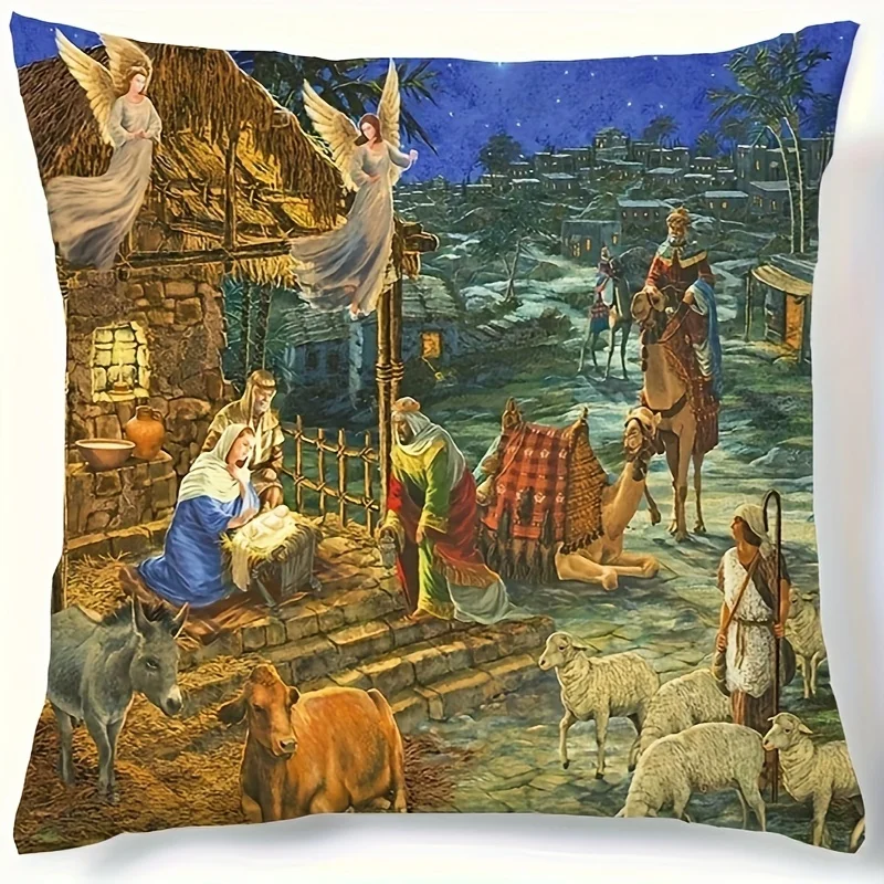 

1 шт. Рождество День благодарения осень зима винтажная картина маслом HD Печать персиковый; Кожа, вельвет наволочка для гостиной диван подушка