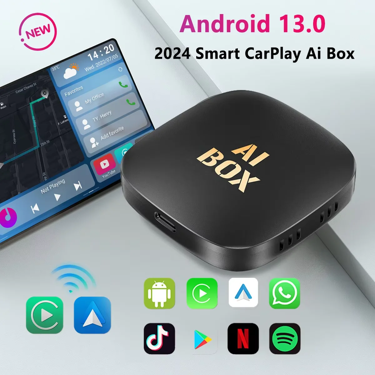 2024 Carplay Smart Ai Box Android Беспроводной адаптер CarPlay Auto для Netflix YouTube автомобильные