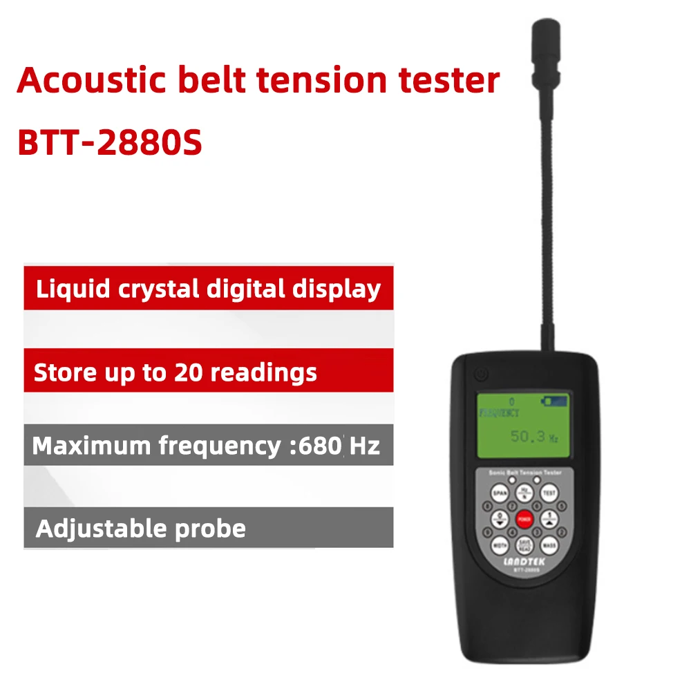

Digital Acoustic Belt Tension Tester BTT-2880S High Precision ±1Hz Measuring Range 10HZ-680Hz Portable Sonic Band Tension Tester