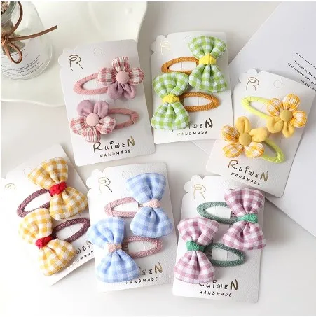 

2 шт., заколки для волос с бантом и цветами