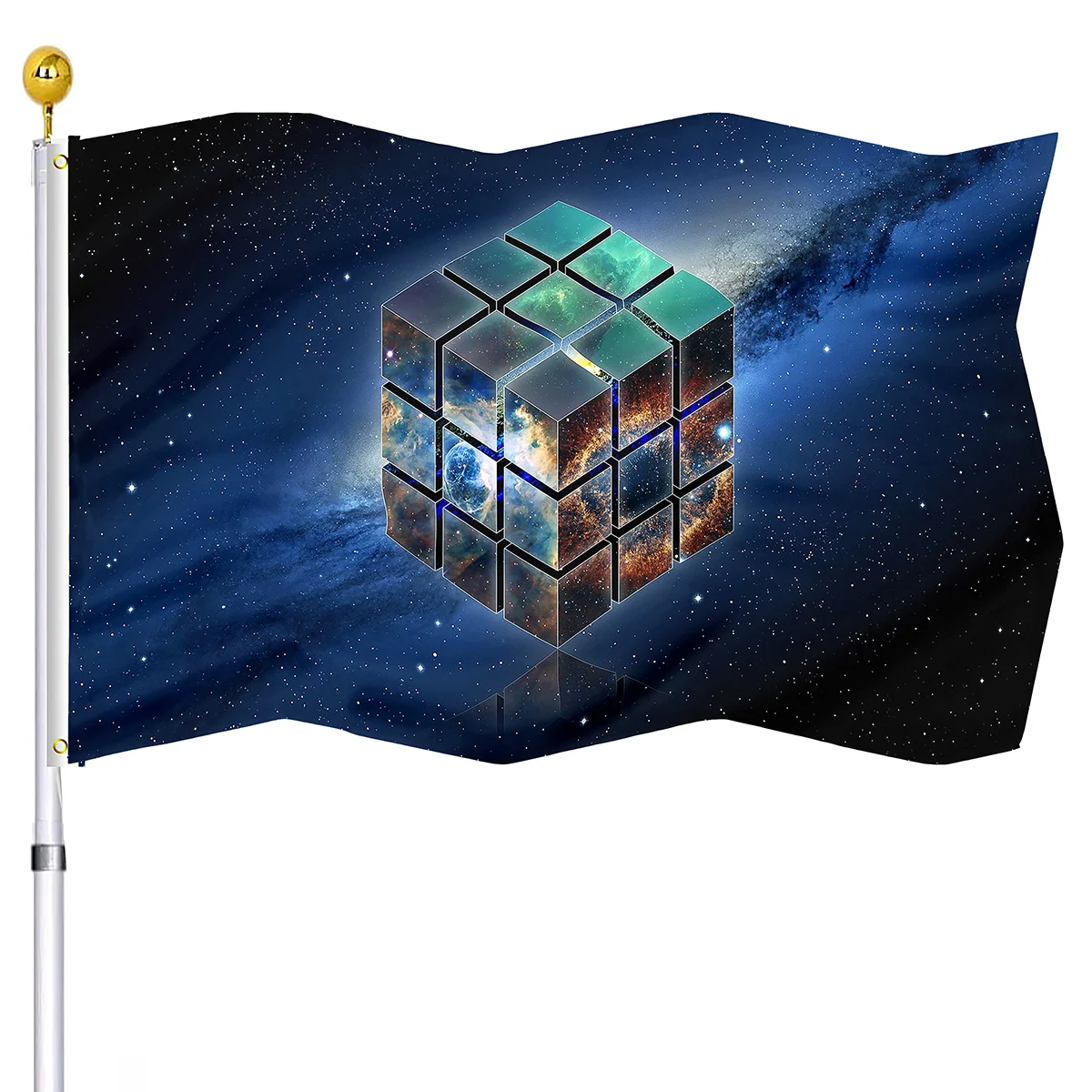 

Starry Sky Magic Cube Flag House Indoor Porch Outdoor Decor Double Stitched Flags Banners with Brass Grommets for Kids Teens Men