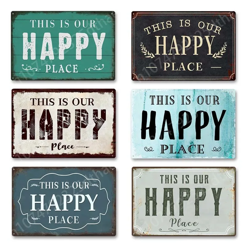 

This Is Our Happy Place Metal Tin Sign Bar Pub Club Man Cave Wall Decor Posters Dessert House Home Party Decoration Art Plaque