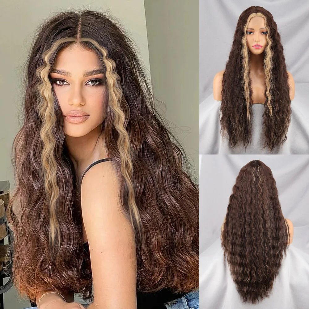 

Brown Long Big Ripple Wig Blackr Wig Halloween Cosplay Wig For Women Synthetic Hair Heat Resistant Temperature Fiber