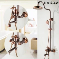 american style shower shower head set rose gold brown bronze full copper hot and cold water faucet retro can be lifted