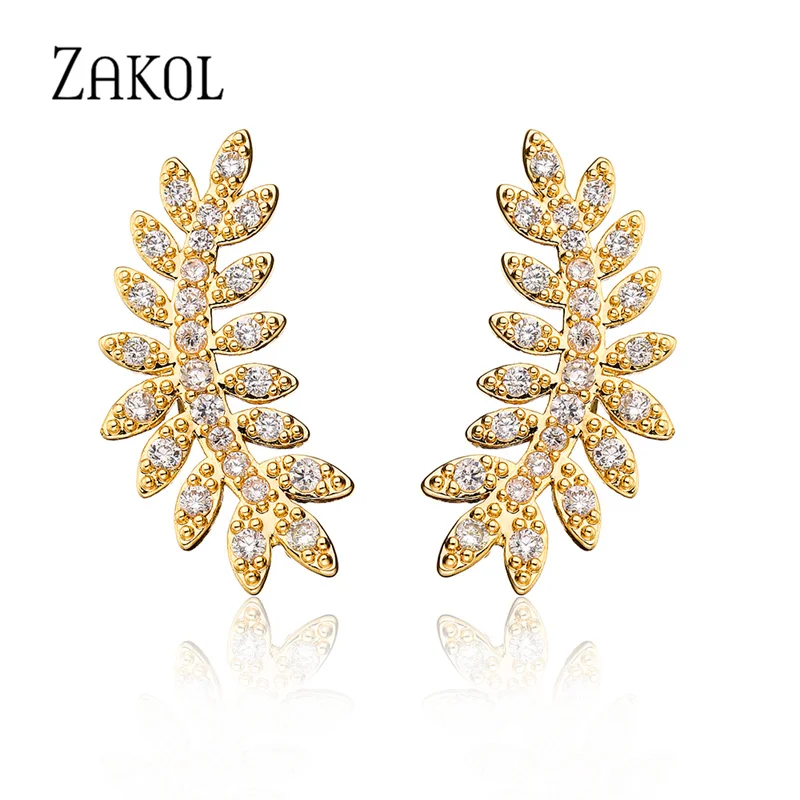 ZAKOL модные ретро серьги-гвоздики с цветком и перьями простые микро