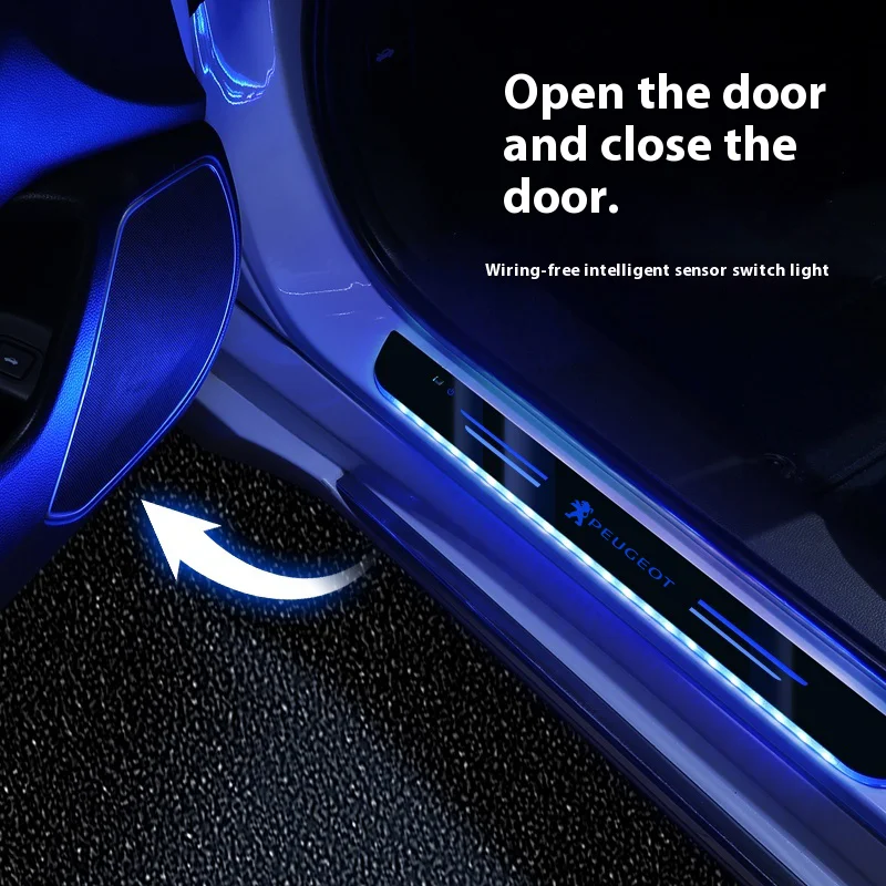 Для Peugeot 208 308 408 508 301 206 207 307 2008 3008 RCZ Автомобильный беспроводной светодиодный порог