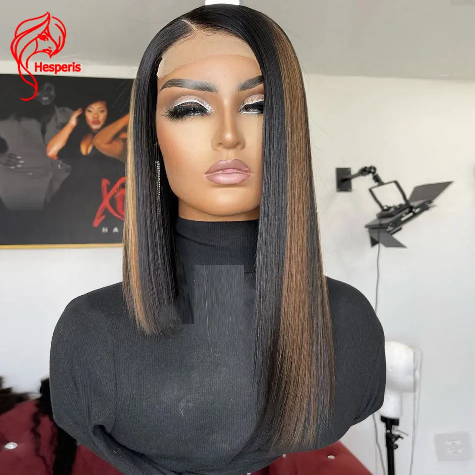 

Женский ассиметричный парик Hesperis, длинные прямые волосы из человеческих волос с эффектом омбре, светлые волосы, 13 х4