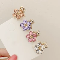 1pc small bangs catch clip 2022 new crystal flower side clip hairpin net red mini temperament top clip hair accessories