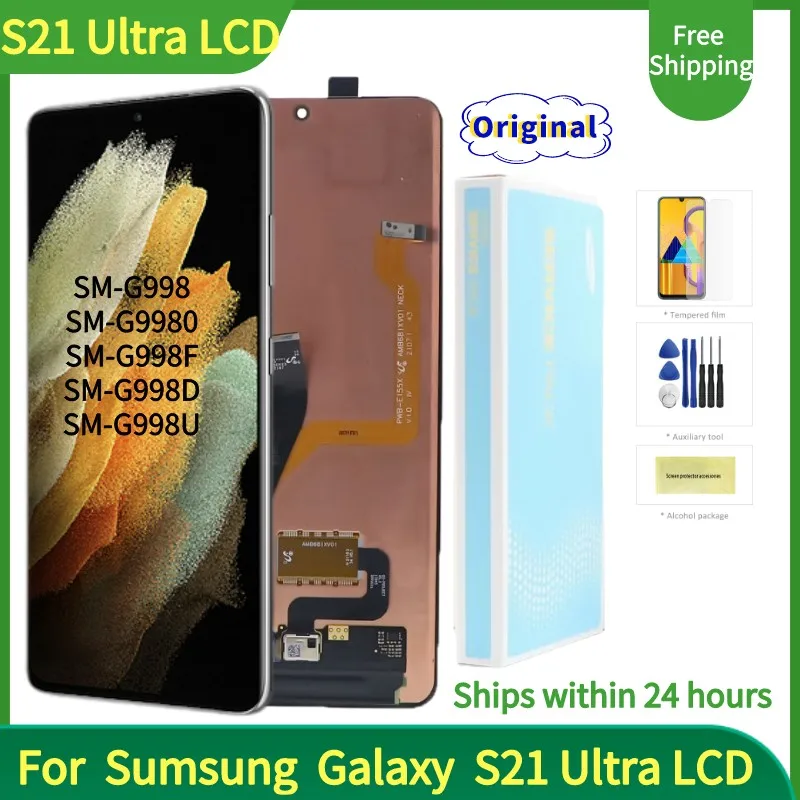 

100%Original 6.8"AMOLED Screen for Samsung Galaxy S21 Ultra 5G LCD Display SM-G998 G998F/D Touch Screen Digitizer Panel Assembly