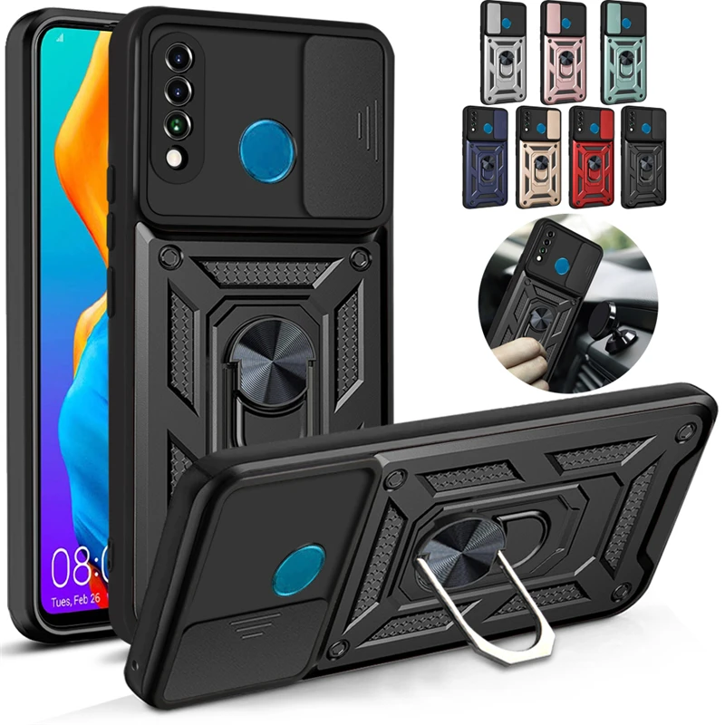

For Huawei P30 Lite Case Car Holder Magnetic Ring Phone Cases For Huawei Y7A Y9S P Smart 2021 Slide Camera Lens Armor Back Cover