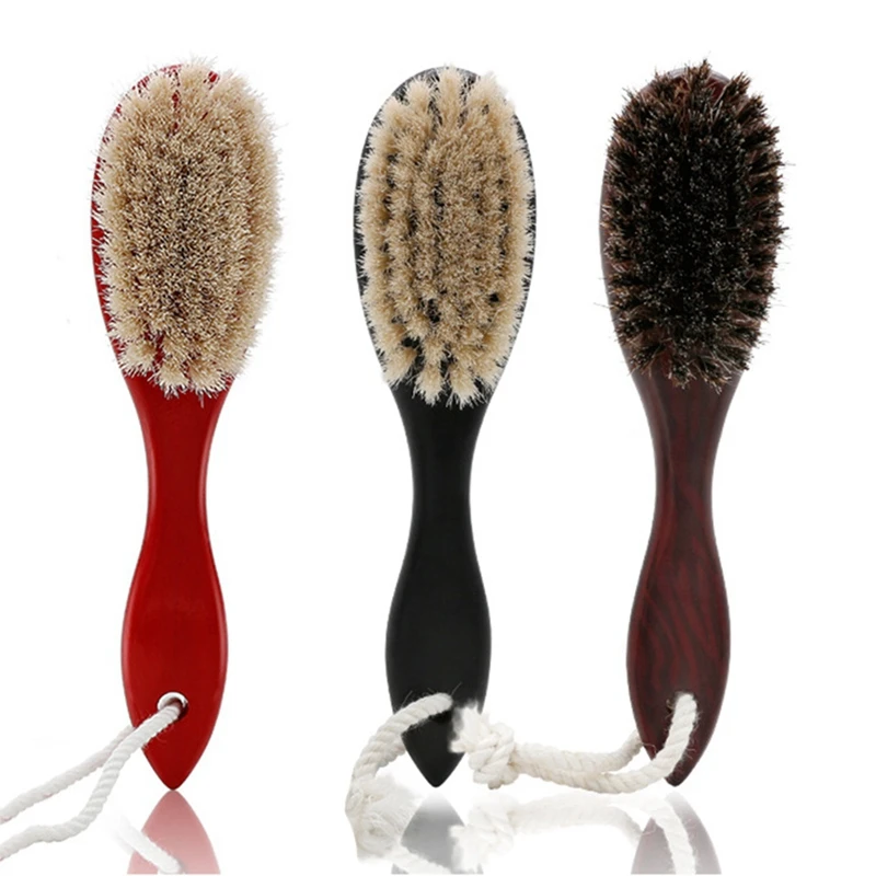 

Natural Soft Goat Bristle Hair Sweeping Brush Beard Comb Oval Wood Handle Barber Dust Brush For Broken Hair Cleaning Tool