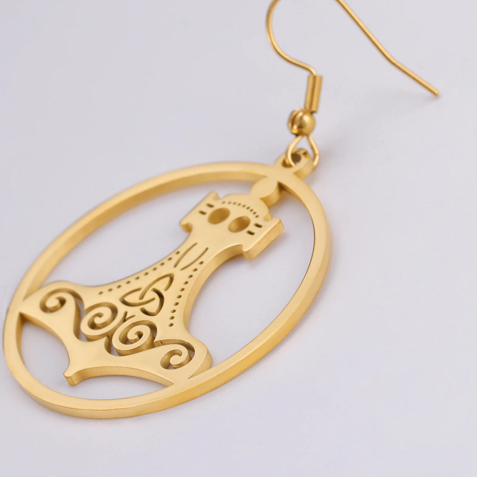 LIKGREAT серьги-капли из нержавеющей стали в скандинавском стиле Mjolnir для женщин