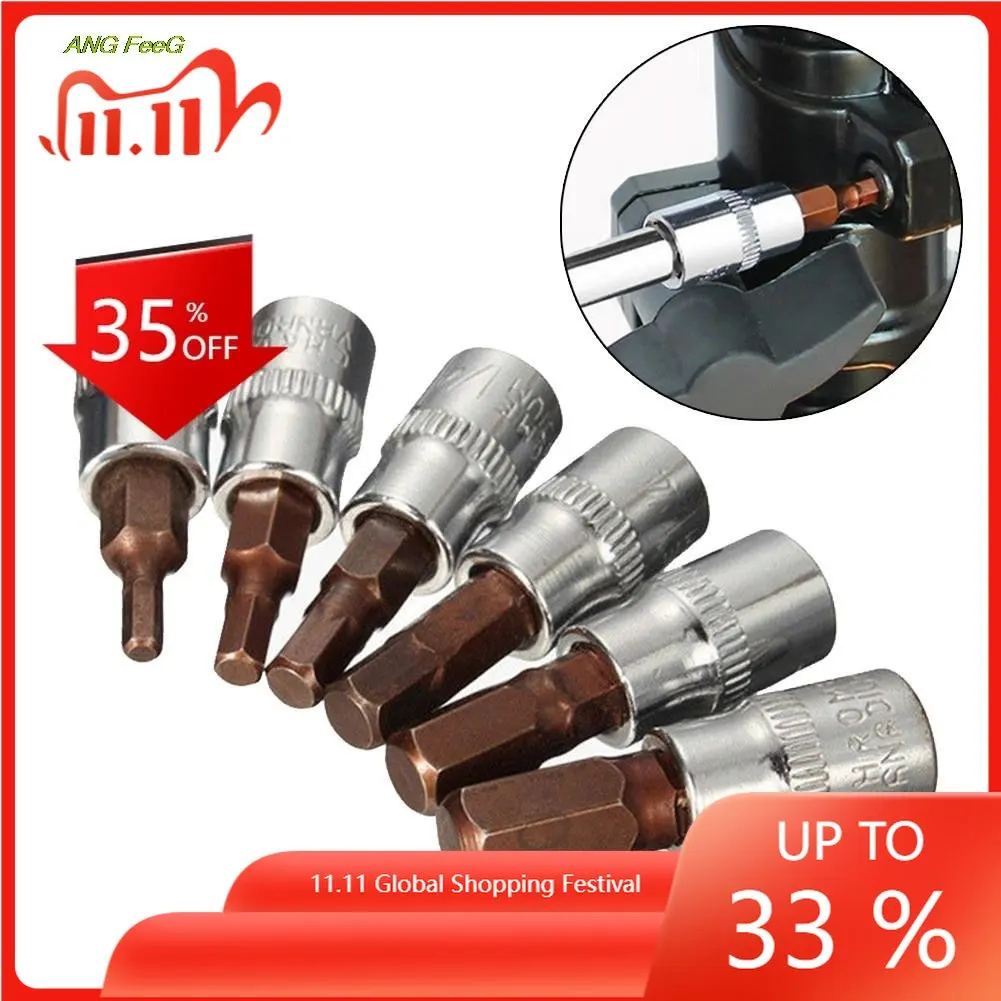 

6pcs 1/4 Inch Hexagon Screwdriver Bit Socket S2 Press Fit Sleeve H3/H4/H5/H6/H7/H8 Ratchet Wrench Screwdriver Conversion Head