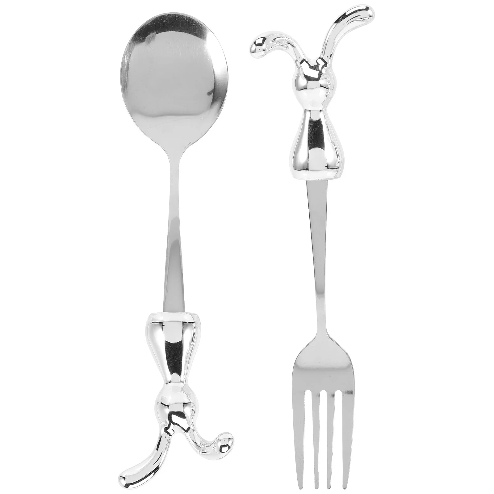 

Set Spoon Easter Fork Spoons Forks Rabbit Cutlery Year Silverware Utensils Fruit Dessert Steel Kids Stainless Drink Serving