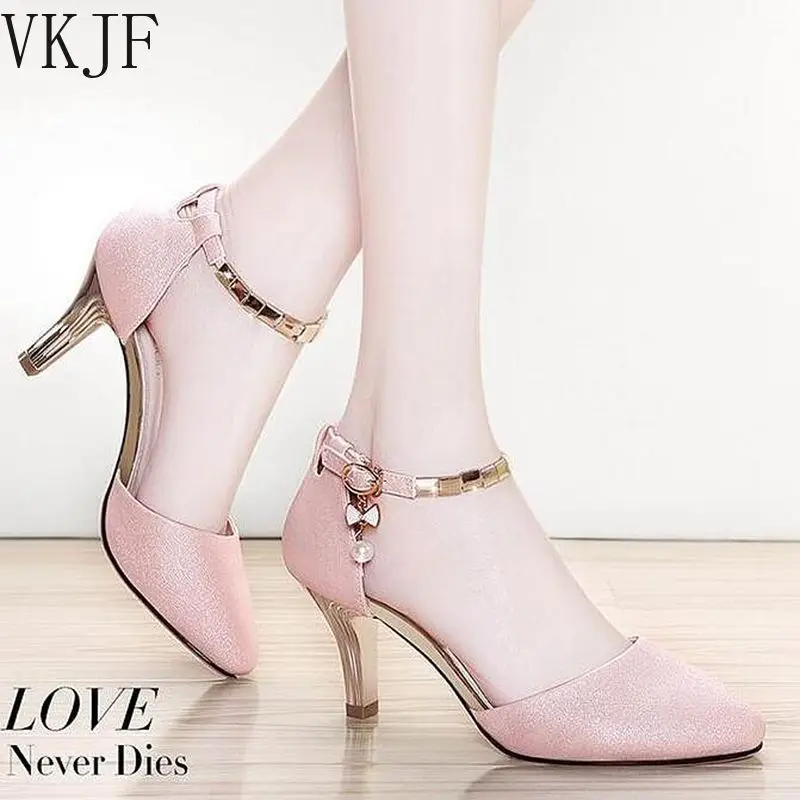 

Women High-heeled Sandals Summer Female Shoes Ladies Stilettos High Heels Designer Elegant Buckle Slingback Wedding Shoes 2022