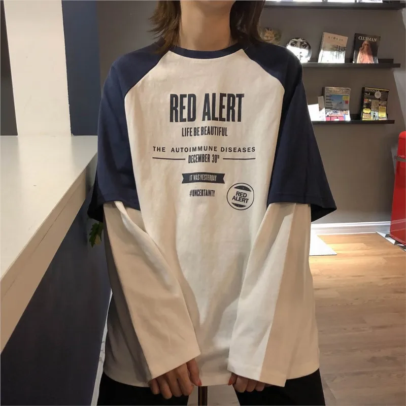 

Fake Two Pieces Of Long-sleeved T-shirt Female Tops