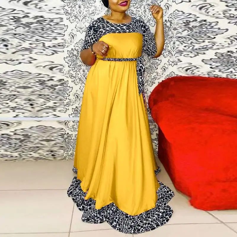 

Винтажное вечернее платье с леопардовым принтом, женские повседневные Лоскутные макси платья VONDA, летний плиссированный сарафан 2022, вечерн...