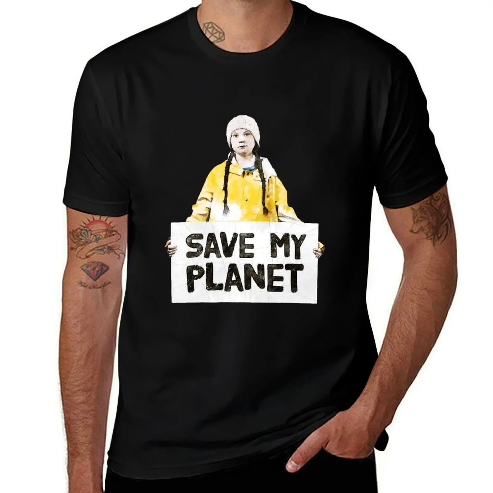 Фото Футболка Save MY Planet - Greta Thunberg, повседневная универсальная футболка с короткими рукавами №1