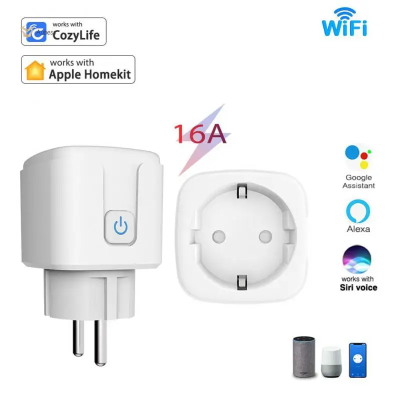 

Ac100-240v Home Eu Plug Fire Retardant Homekit Cozylife Smart Power Socket Smart Home Smart Socket No Gateway Required 16a Timer