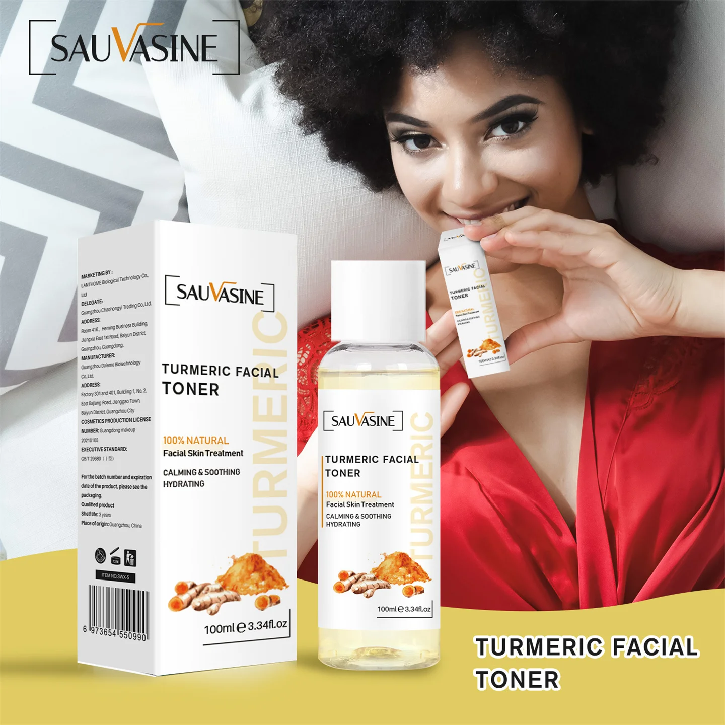 

Turmeric Toner 100ml Dispels Blackness Brightens Skin Gently Moisturizes Brighten Tighten Hydrating Repair Soothe Soften