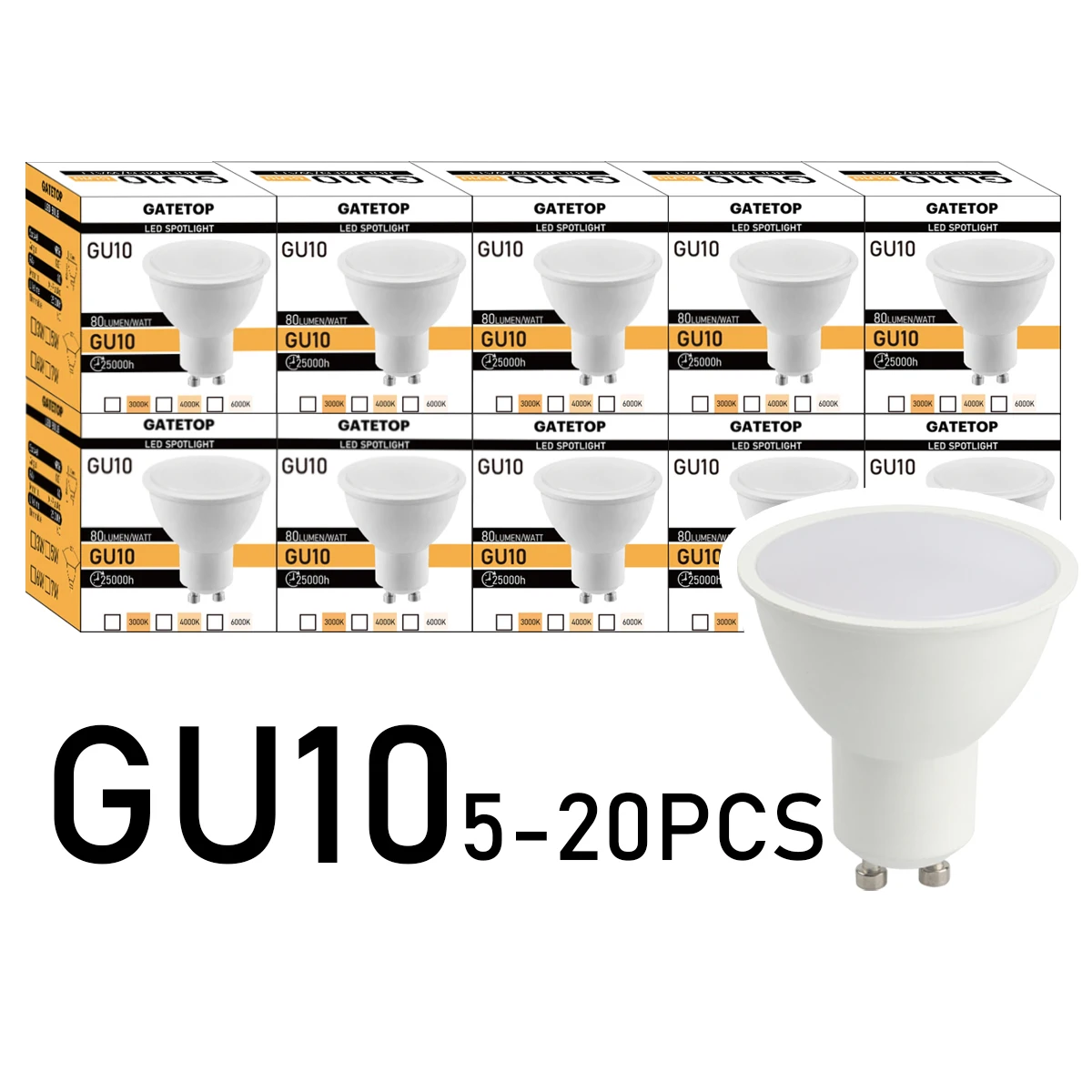 5-12PCS LED spot light GU10 AC220V AC100-240V No flicker Warm white light 3W 5W 6W 7W 8W replaceable 20W 30W50W halogen lamp
