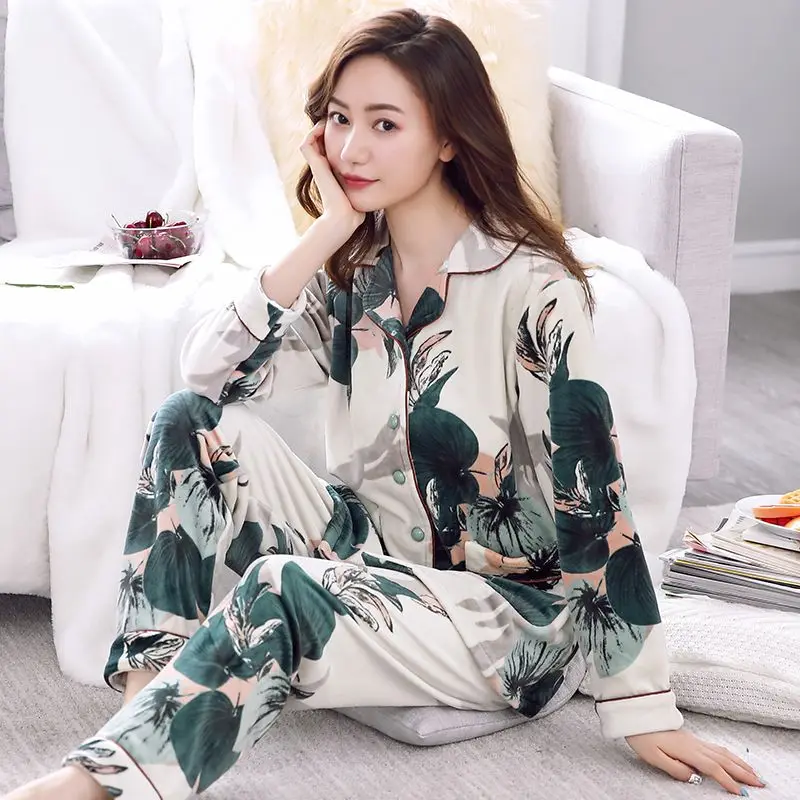 pajamas for women winter thicken warm long sleeve christmas nightwears woman two pieces sets sleepwear clothing female clothes