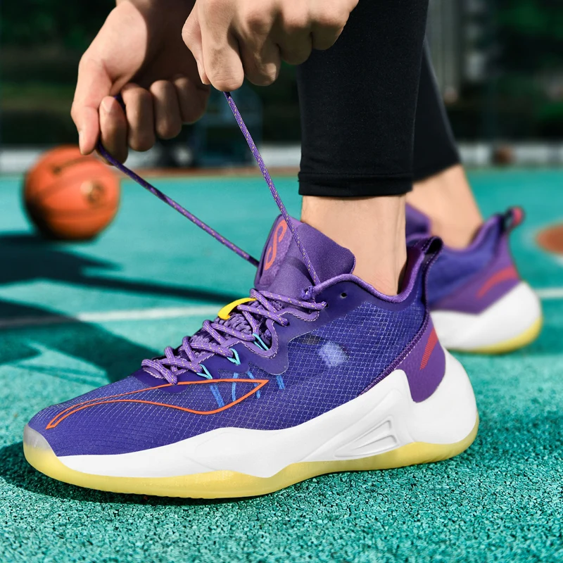 Trendy Purple Men Basketball Training Shoes High quality Designer Basket Sneakers Men Anti-slip Cushion Sneakers zapatos hombre
