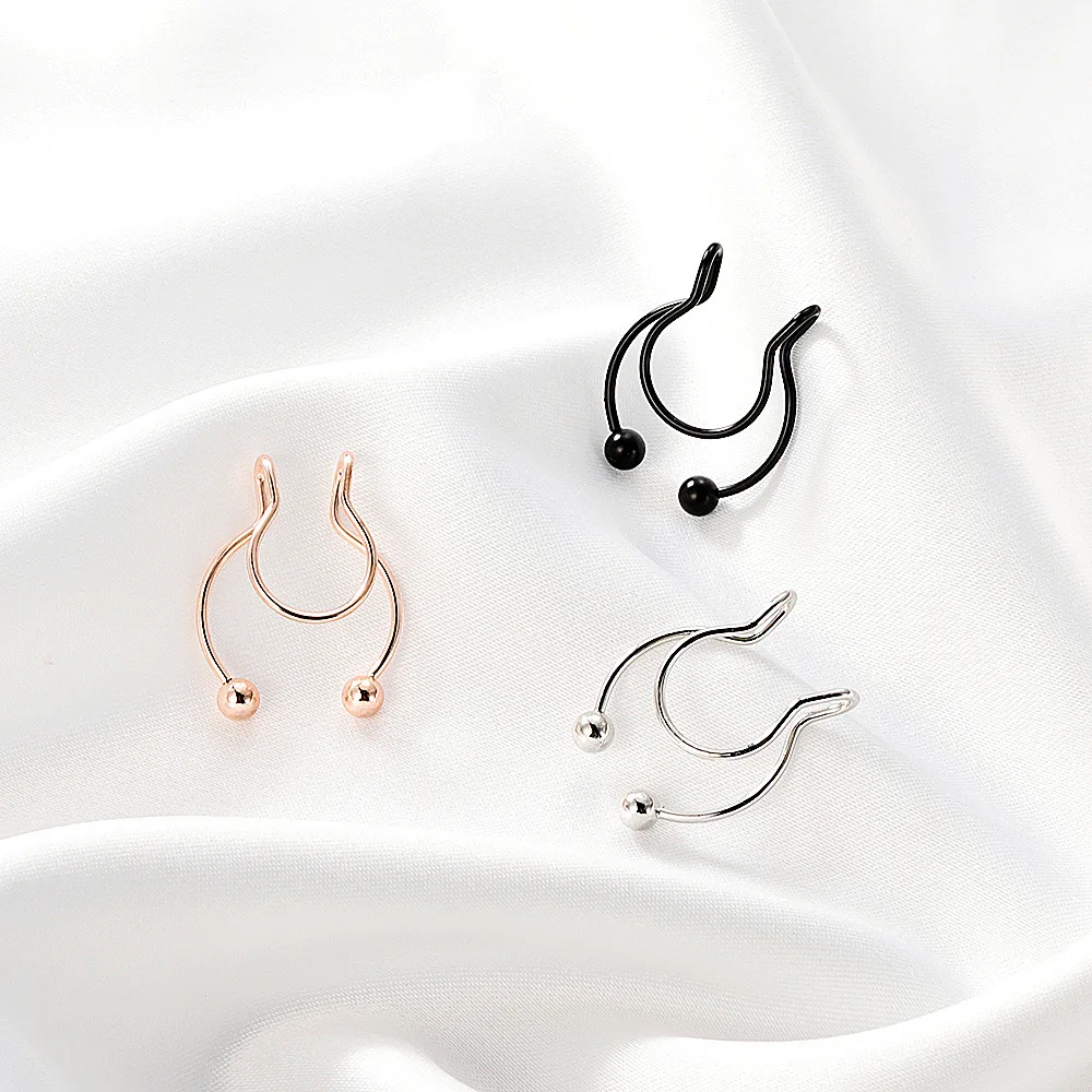 

Stainless Steel Fake Piercing Nose Ring Clip For Women Men Geometric Non-pierced Nose Rings & Studs Piercing Body Jewelry O612