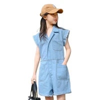 teenage girls clothing korean japan style kids casual denim rompers loose solid jumpsuits shorts children summer jeans overalls