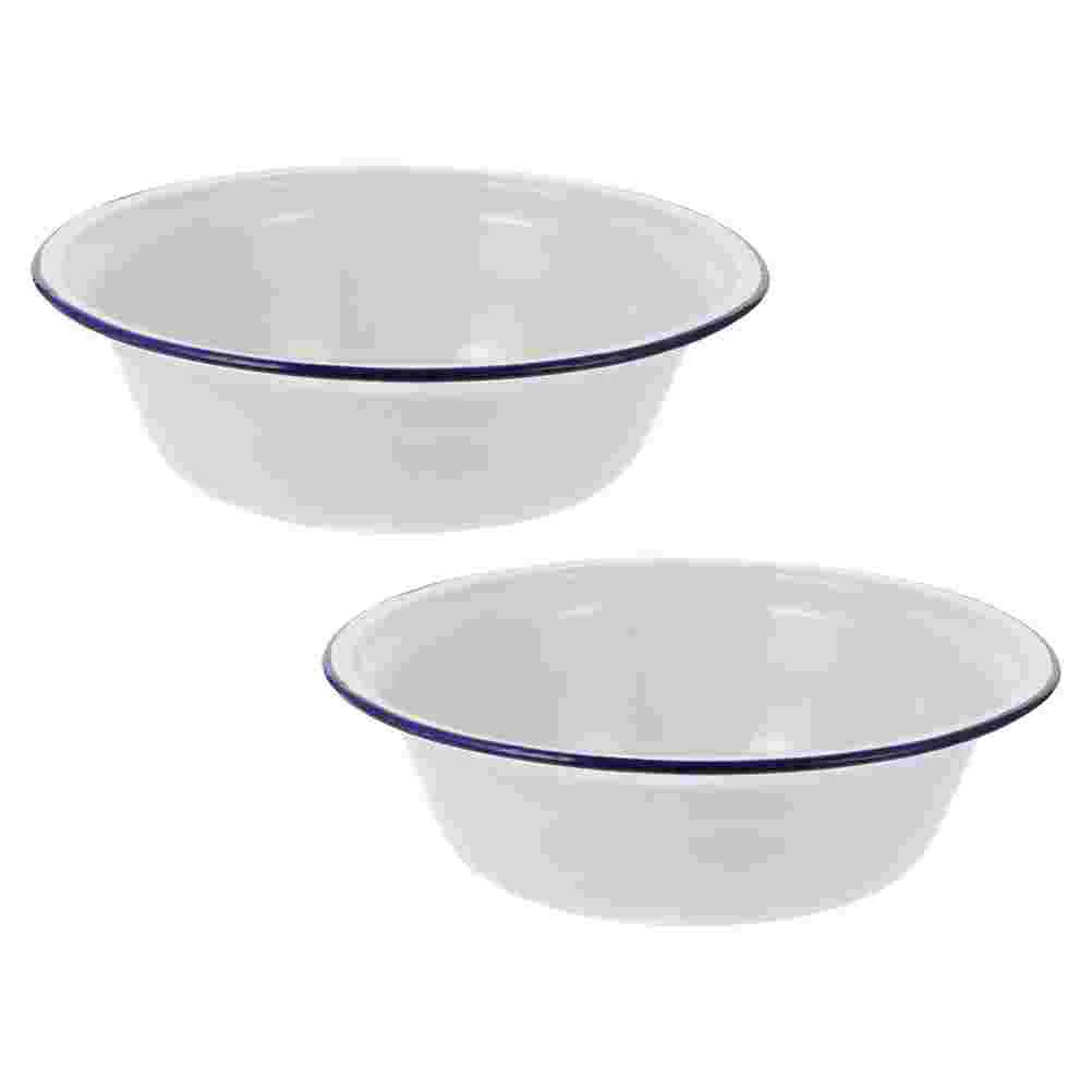 

Enamel Bowl Bowls Soup Basin Serving Enamelware Salad Mixing Plates Cereal Round Fruit Large Metal Vintage Tray Pasta Dinner