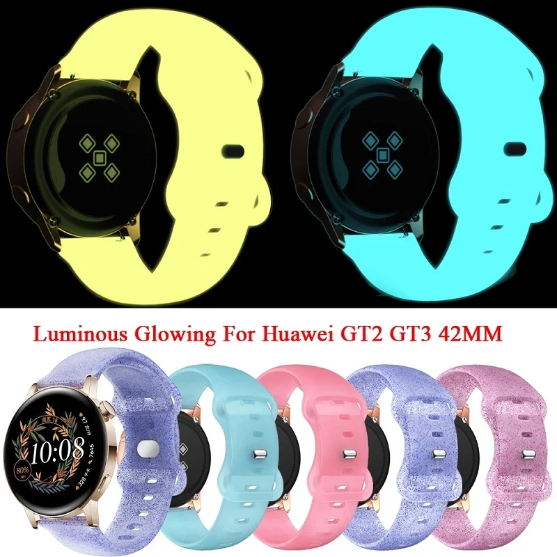 

New 20mm Smart Watch Strap for Huawei GT3 GT 3 Honor Magic 2 42mm Strap Bracelet GT 2 GT2 42mm Luminous Silicone Wristband