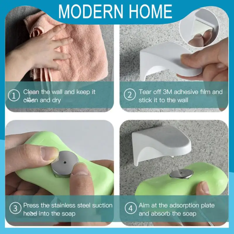 

Elegent Tool Soap Rack Wall Attachment Self-adhesive Soap Holder Magnetic Hanging Storage Rack Bathroom Kitchen Organizer