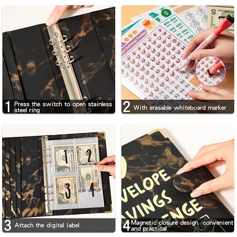 Блокнот-конверт с мраморным узором 100 дня 1 комплект