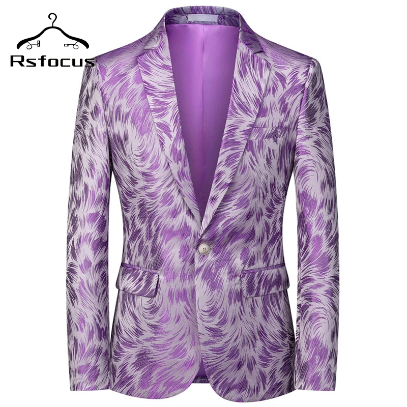 Rsfocus Lavender Floral Blazer Men 2022 Casual Homens Blazers Prom Wedding Dress Jaqueta Masculina Costume Homme Mariage XZ051