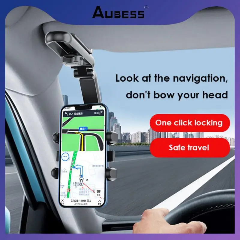 

Abs Rear View Mirror Buckle Holder Adjustable 1080 Degree Rotation Mobile Phone Bracket Facilitate Navigation New Car Support