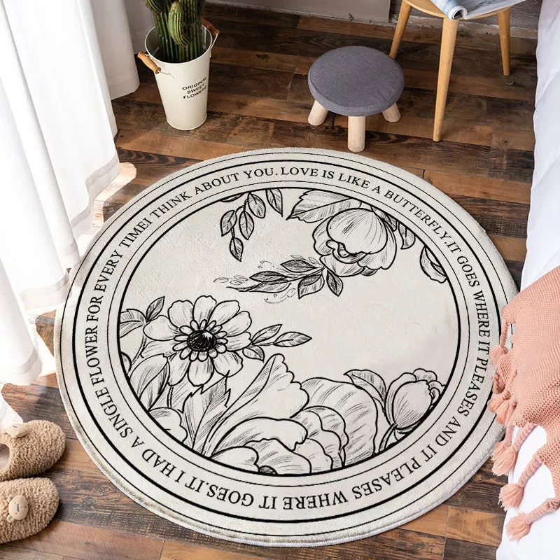 

NEW Round Large Area Rugs for Living Room Bedside Rug Water Absorbent Floor Mat -slip Door Mats Tapis Nordic Flower Print